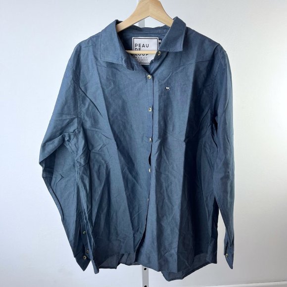 Peau De Loup Other - PEAU DE LOUP Long Sleeve Button Up Shirt Blue Men Women Gender Neutral 18 XL